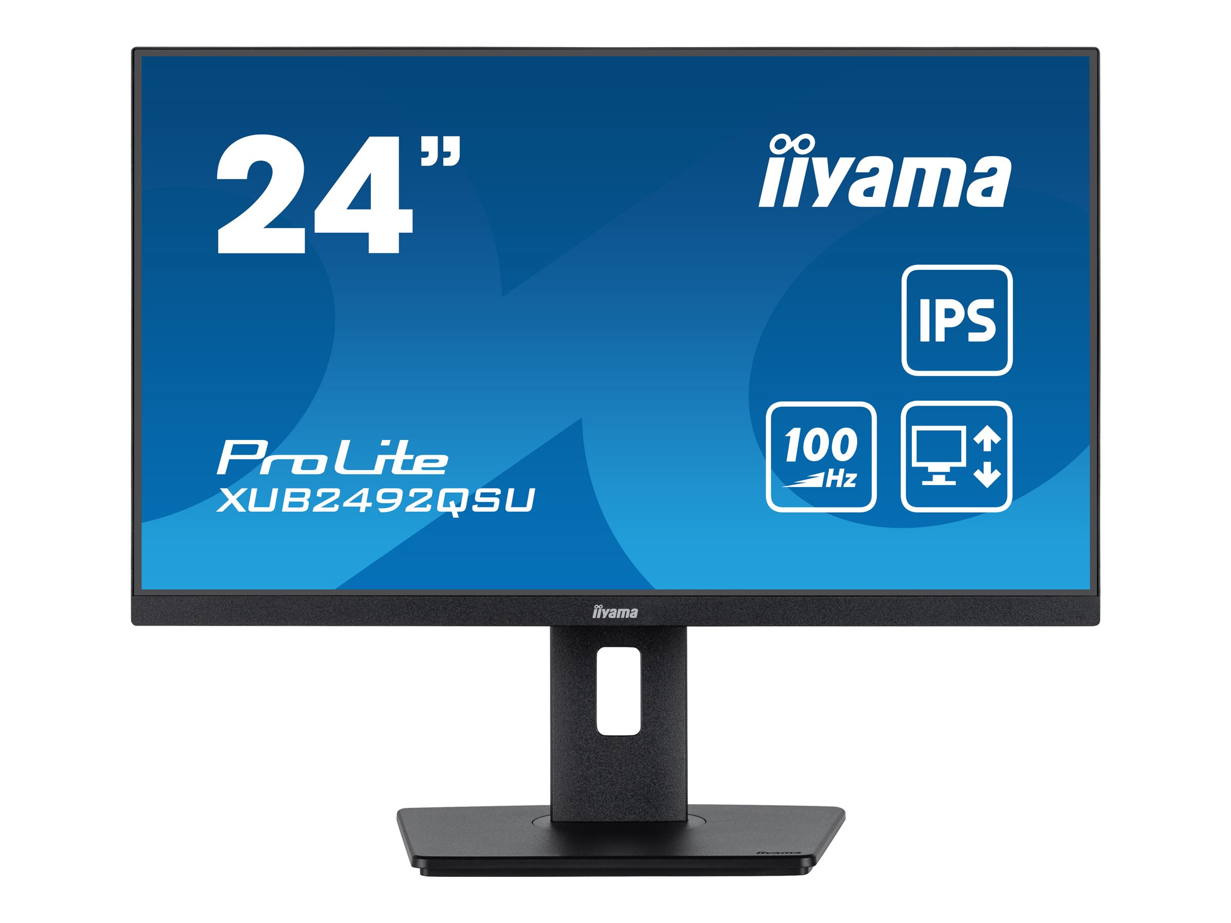 iiyama ProLite XUB2492QSU-B1 - Écran LED - 24" (23.8" visualisable) - 2560 x 1440 WQHD @ 100 Hz - IPS - 300 cd/m² - 1000:1 - 0.5 ms - HDMI, DisplayPort - haut-parleurs - noir, mat - XUB2492QSU-B1 - Écrans d'ordinateur