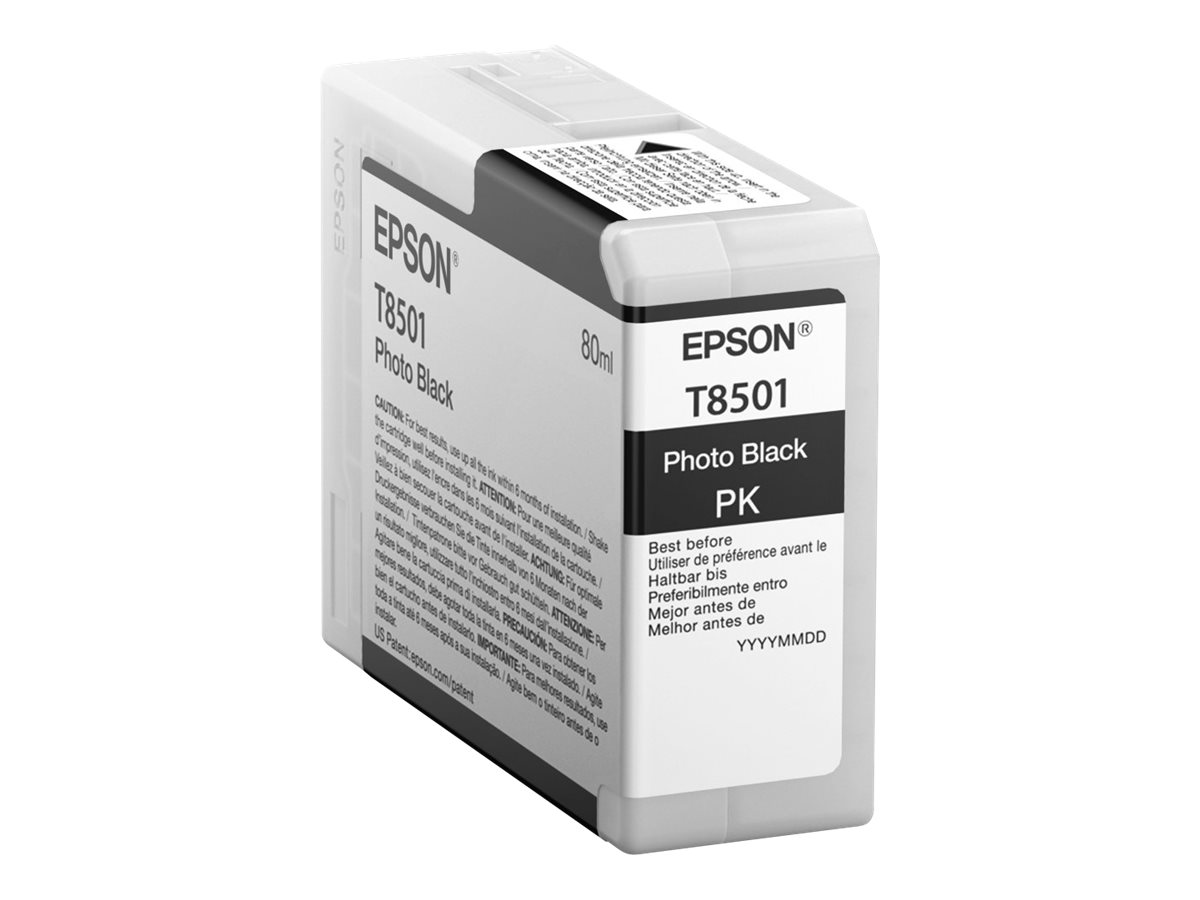 Epson T8501 - 80 ml - photo noire - original - cartouche d'encre - pour SureColor P800, P800 Designer Edition, SC-P800 - C13T850100 - Cartouches d'encre Epson