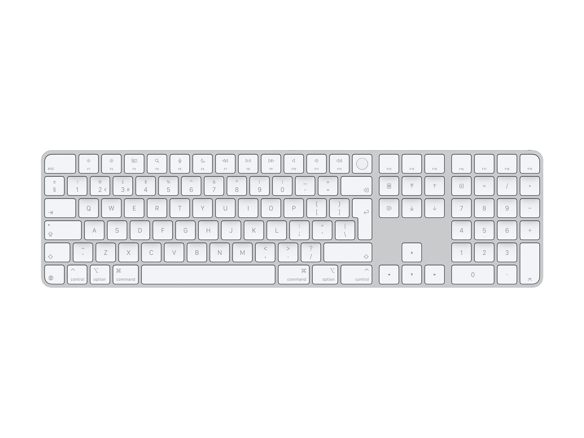 Apple Magic Keyboard with Touch ID and Numeric Keypad - Clavier - USB-C - sans fil - Bluetooth - QWERTY - R.-U. - clés blanches - MXK73B/A - Claviers