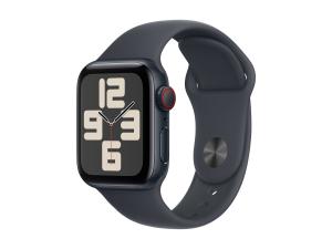 Apple Watch SE (GPS + Cellular) - 2e génération - 40 mm - aluminium minuit - montre intelligente avec bande sport - fluoroélastomère - minuit - taille du bracelet : S/M - 32 Go - Wi-Fi 4, Bluetooth, LTE - 4G - 27.8 g - MXGC3QF/A - Montres intelligentes