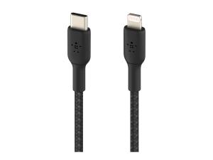 Belkin BOOST CHARGE - Câble Lightning - 24 pin USB-C mâle pour Lightning mâle - 1 m - noir - Alimentation USB (18 W) - CAA004BT1MBK - Câbles spéciaux