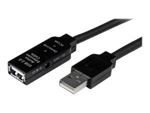 StarTech.com Câble Répéteur USB 15 m - Rallonge USB Actif - Câble d'Extension USB -  1x USB A Mâle - 1x USB A Femelle - Rallonge de câble USB - USB (F) pour USB (M) - USB 2.0 - 15 m - actif - noir - pour P/N: SVA5H2NEUA, UUSBOTG - USB2AAEXT15M - Câbles USB