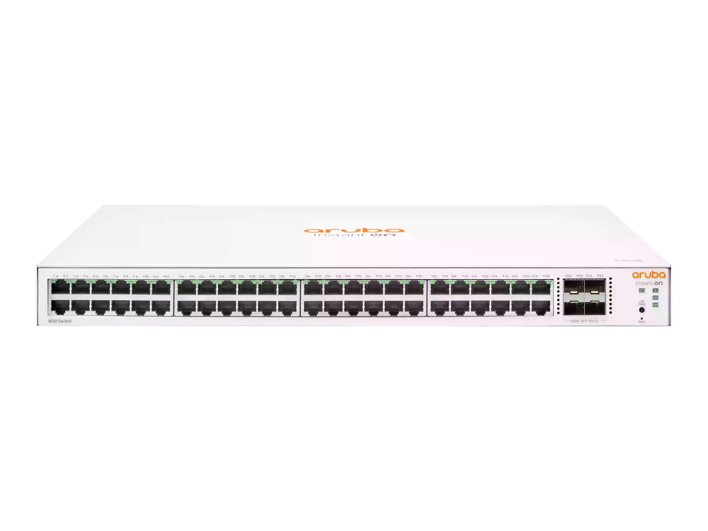 HPE Aruba Instant On 1830 48G 4SFP Switch - Commutateur - intelligent - 48 x 10/100/1000 + 4 x Gigabit SFP - de bureau, Montable sur rack - JL814A#ABB - Concentrateurs et commutateurs gigabit