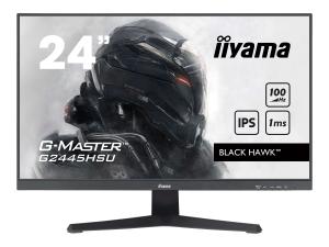 iiyama G-MASTER Black Hawk G2445HSU-B2 - Écran LED - 24" (23.8" visualisable) - 1920 x 1080 Full HD (1080p) @ 100 Hz - IPS - 300 cd/m² - 1300:1 - 1 ms - HDMI, DisplayPort - haut-parleurs - noir mat - G2445HSU-B2 - Écrans d'ordinateur