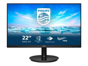 Philips V-line 222V8LA - Écran LED - 22" (21.5" visualisable) - 1920 x 1080 Full HD (1080p) @ 75 Hz - VA - 250 cd/m² - 3000:1 - 4 ms - HDMI, VGA, DisplayPort - haut-parleurs - noir texturé - 222V8LA/00 - Écrans d'ordinateur