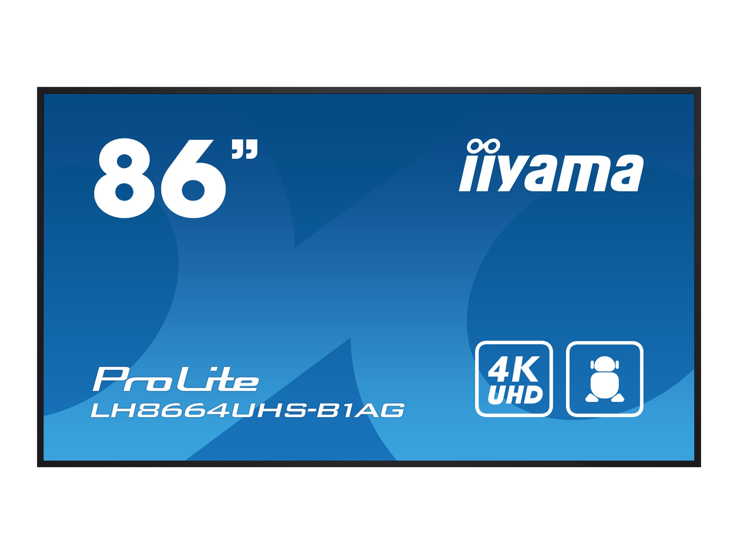 iiyama ProLite LH8664UHS-B1AG - Classe de diagonale 86" (85.6" visualisable) écran LCD rétro-éclairé par LED - signalisation numérique - avec lecteur multimédia SoC intégré - Android - 4K UHD (2160p) 3840 x 2160 - noir - LH8664UHS-B1AG - Écrans de signalisation numérique