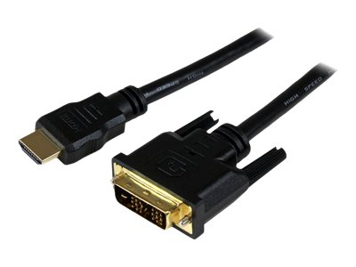 StarTech.com Câble HDMI vers DVI-D M/M 1,5 m - Cordon HDMI vers DVI-D Mâle / Mâle - 1,5 Mètres Noir - Plaqués Or - Câble adaptateur - DVI-D mâle pour HDMI mâle - 1.5 m - blindé - noir - HDDVIMM150CM - Câbles HDMI