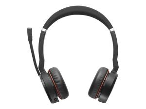 Jabra Evolve 75 SE MS Stereo - Micro-casque - sur-oreille - Bluetooth - sans fil - Suppresseur de bruit actif - USB - avec support de chargement - Certifié pour Microsoft Teams - pour LINK 380a MS - 7599-842-199 - Écouteurs