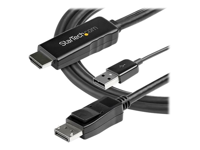StarTech.com HD2DPMM2M Câble adaptateur HDMI vers DisplayPort - 2 m - 4K 30 Hz - DisplayPort 1.2 à HDMI 1.4 - Câble vidéo - HDMI, USB (alimentation uniquement) mâle pour DisplayPort mâle - 2 m - noir - support 4K, actif - HD2DPMM2M - Accessoires pour téléviseurs