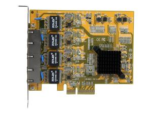 StarTech.com Carte réseau PCI Express à 4 ports Gigabit Ethernet avec chipset Realtek RTL8111G - Adaptateur NIC PCIe GbE - Adaptateur réseau - PCIe - Gigabit Ethernet x 4 - jaune - ST1000SPEX43 - Adaptateurs réseau PCI-e