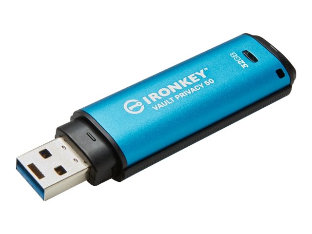 Kingston IronKey Vault Privacy 50 Series - Clé USB - chiffré - 32 Go - USB 3.2 Gen 1 - Conformité TAA - IKVP50/32GB - Lecteurs flash