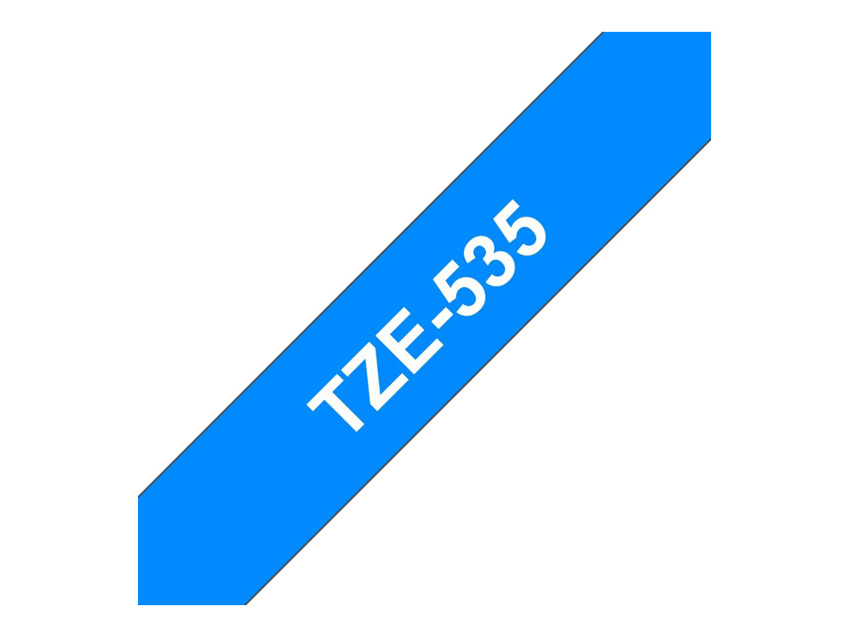 Brother TZe-535 - Blanc sur bleu - Rouleau (1,2 cm x 8 m) 1 cassette(s) ruban laminé - pour Brother PT-D210, D600, H110; P-Touch PT-1005, D450, H110, P300; P-Touch Cube Pro PT-P910 - TZE535 - Papier pour rouleau