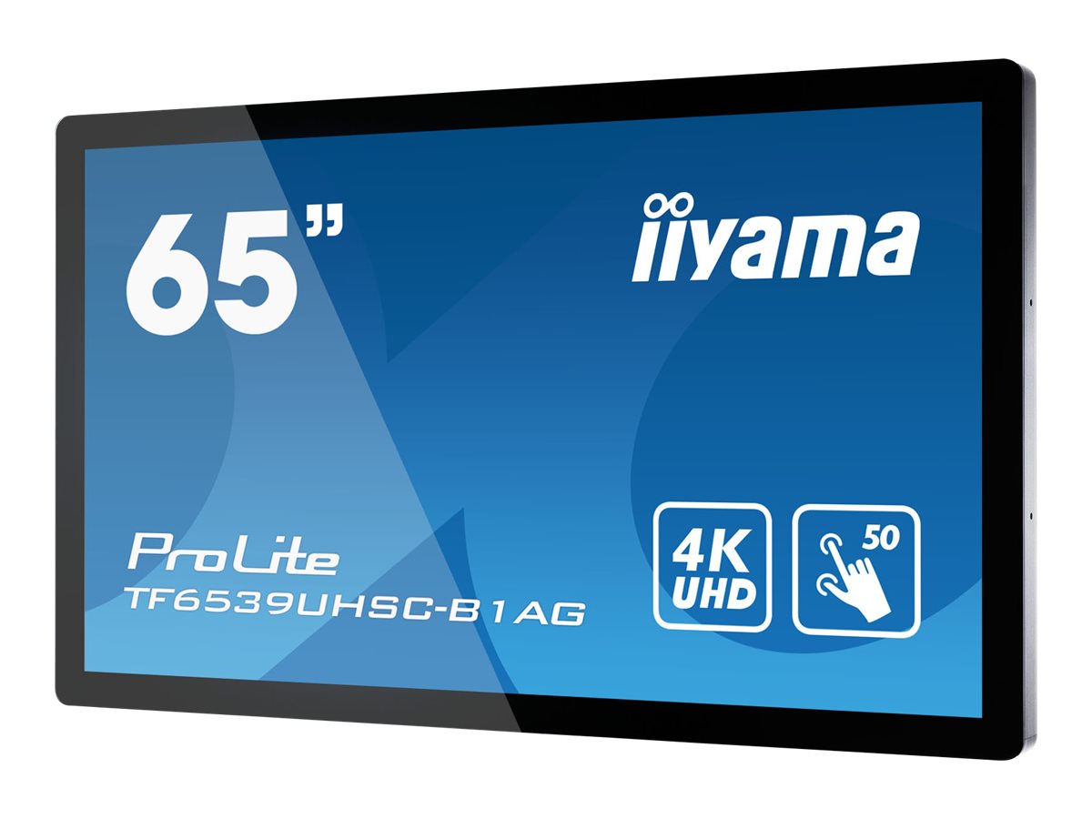 iiyama ProLite TF6539UHSC-B1AG - Classe de diagonale 65" écran LCD rétro-éclairé par LED - signalétique numérique interactive - avec écran tactile (multi-touches) - 4K UHD (2160p) 3840 x 2160 - noir mat - TF6539UHSC-B1AG - Écrans de signalisation numérique