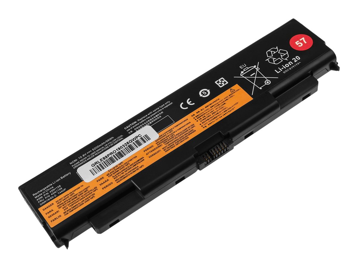 DLH - Batterie de portable (standard) (équivalent à : Lenovo 45N1145, Lenovo 45N1147, Lenovo 45N1149, Lenovo 45N1150, Lenovo 45N1151, Lenovo 45N1153, Lenovo 57++, Lenovo 57+, Lenovo 45N1144, Lenovo 45N1148) - Lithium Ion - 6 cellules - 5200 mAh - noir - pour Lenovo ThinkPad L440; L540; T440p; T540p; W540; W541 - LEVO1776-B056Q1 - Batteries spécifiques