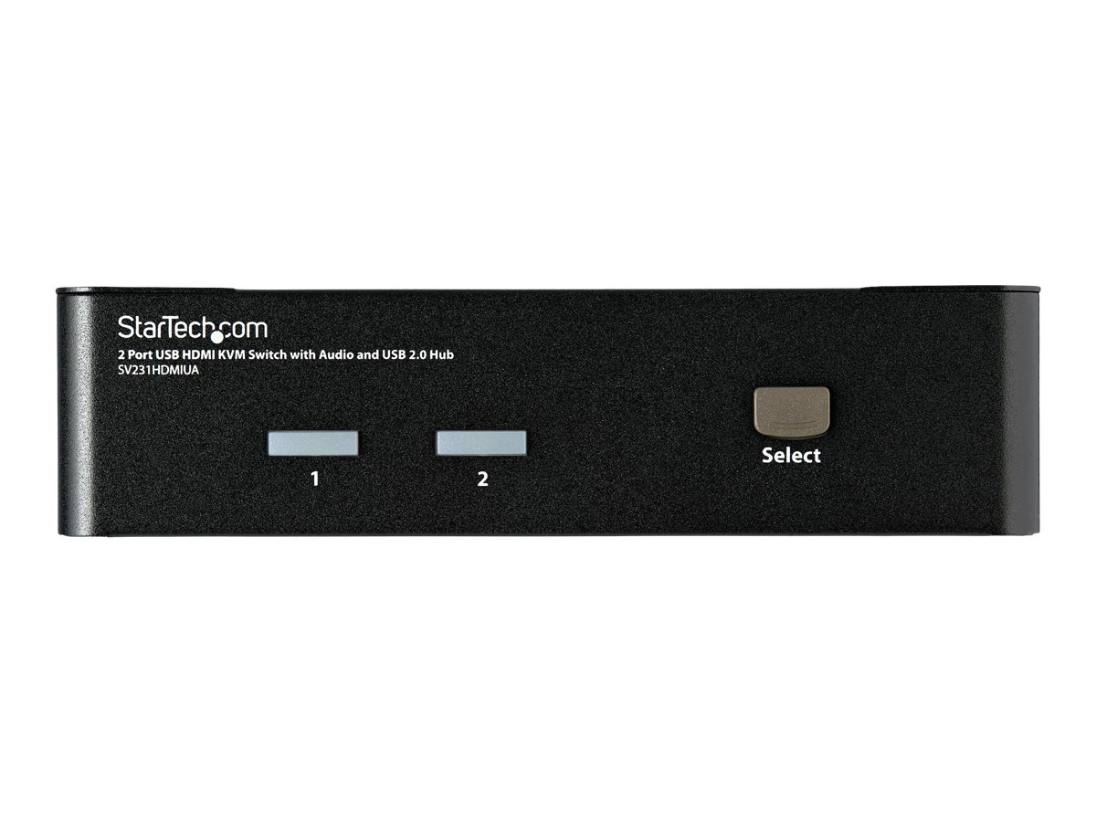 StarTech.com Commutateur KVM HDMI USB 2 ports avec audio et concentrateur USB 2.0 - Commutateur écran-clavier-souris/audio/USB - 2 x KVM / audio / USB - 1 utilisateur local - de bureau - pour P/N: IM12D1500P, SVA12M2NEUA, SVA12M5NA - SV231HDMIUA - Commutateurs KVM
