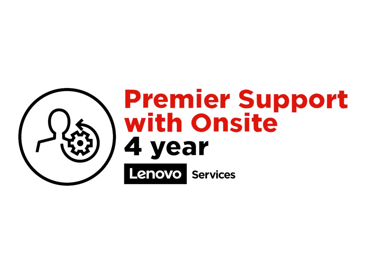 Lenovo Onsite + Premier Support - Contrat de maintenance prolongé - pièces et main d'oeuvre - 4 années - sur site - temps de réponse : NBD - pour ThinkBook 13; 14; 15; ThinkPad E48X; E49X; E58X; E59X; ThinkPad Yoga 11e (5th Gen) - 5WS0T36133 - Options de service informatique