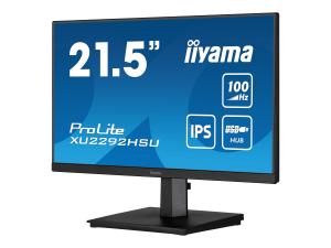 iiyama ProLite XU2292HSU-B6 - Écran LED - 22" (21.5" visualisable) - 1920 x 1080 Full HD (1080p) @ 100 Hz - IPS - 250 cd/m² - 1000:1 - 0.4 ms - HDMI, DisplayPort - haut-parleurs - noir mat - XU2292HSU-B6 - Écrans d'ordinateur
