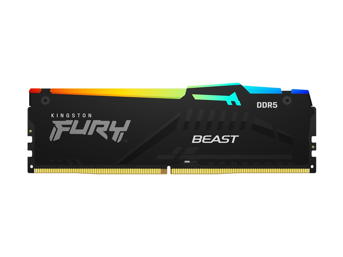 Kingston FURY Beast RGB - DDR5 - kit - 32 Go: 2 x 16 Go - DIMM 288 broches - 5600 MHz / PC5-44800 - CL40 - 1.25 V - mémoire sans tampon - on-die ECC - KF556C40BBAK2-32 - DDR5