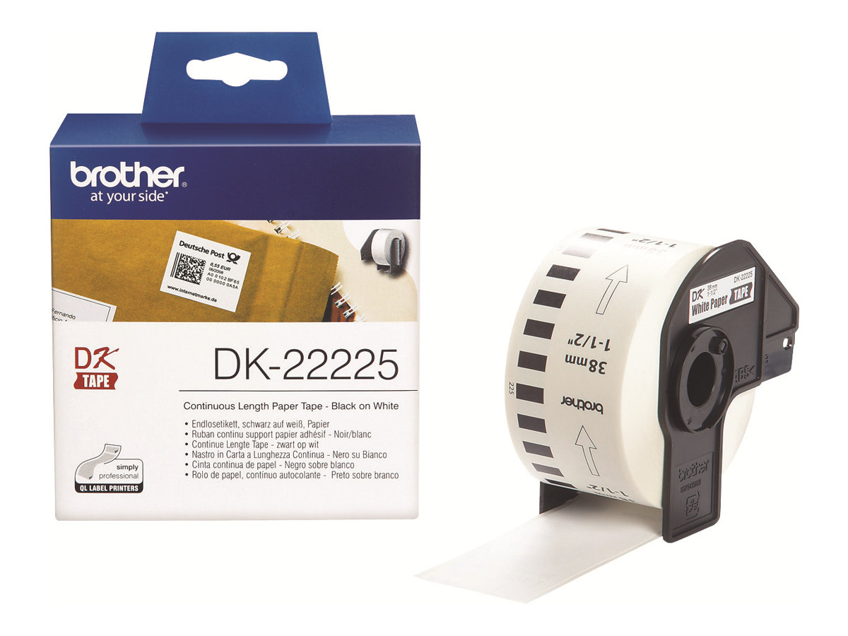 Brother DK-22225 - Papier - noir sur blanc - Rouleau (3,8 cm x 30,5 m) 1 rouleau(x) étiquettes continues - pour Brother QL-1050, QL-1060, QL-500, QL-550, QL-560, QL-570, QL-580, QL-700 - DK22225 - Papier pour rouleau