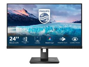 Philips S-line 242S1AE - Écran LED - 24" (24" visualisable) - 1920 x 1080 Full HD (1080p) @ 75 Hz - IPS - 300 cd/m² - 1000:1 - 4 ms - HDMI, DVI-D, VGA, DisplayPort - haut-parleurs - texture noire - 242S1AE/00 - Écrans d'ordinateur