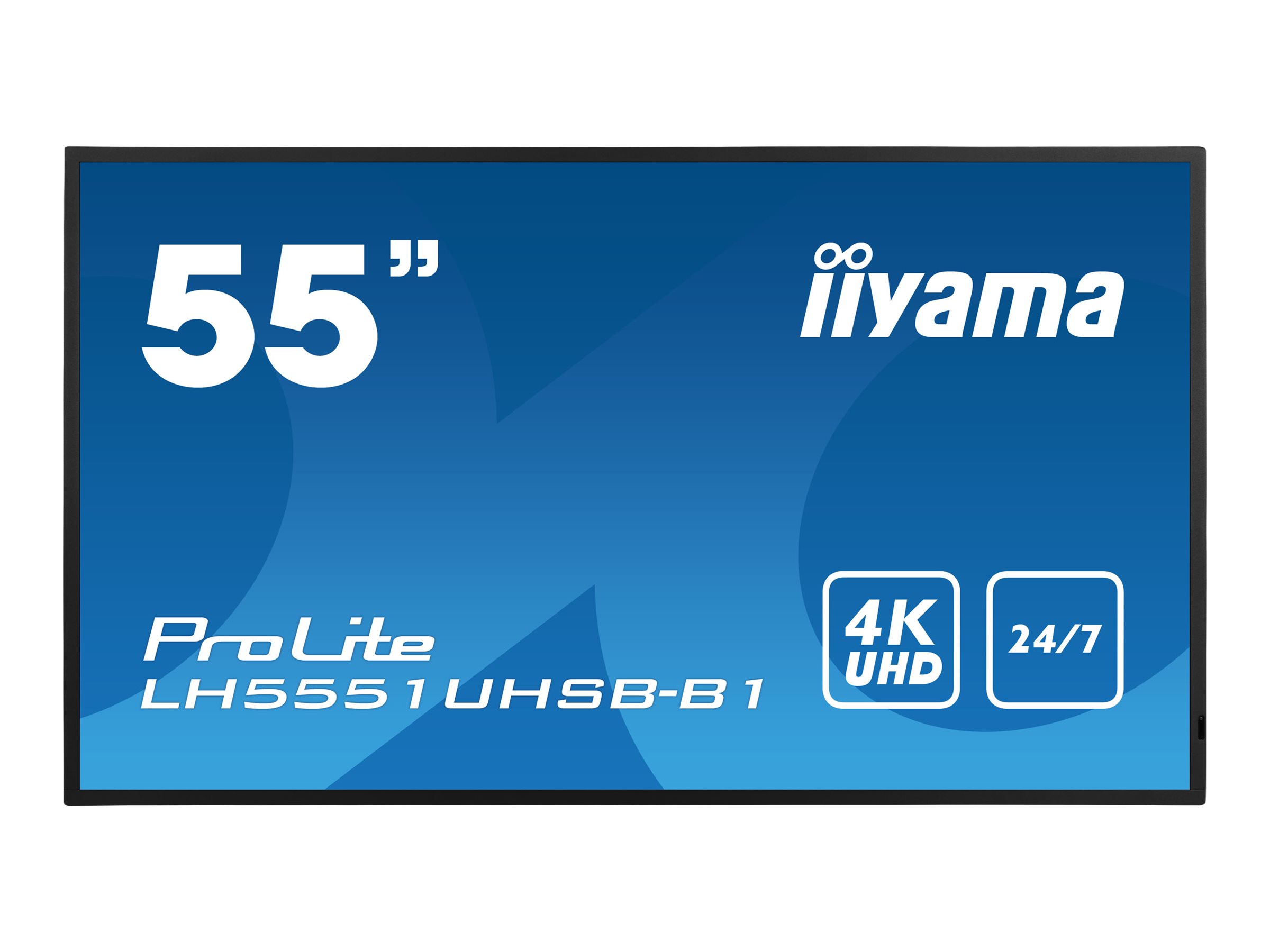 iiyama ProLite LH5551UHSB-B1 - Classe de diagonale 55" (54.6" visualisable) écran LCD rétro-éclairé par LED - signalisation numérique - 4K UHD (2160p) 3840 x 2160 - noir brillant - LH5551UHSB-B1 - Écrans de signalisation numérique