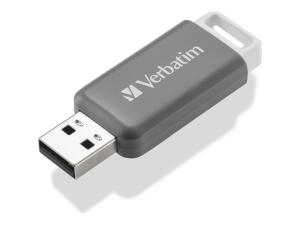 Verbatim DataBar - Clé USB - 128 Go - USB 2.0 - gris - 49456 - Lecteurs flash