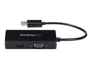 StarTech.com Adaptateur de voyage DisplayPort vers VGA / DVI / HDMI - Convertisseur vidéo DP 3-en-1 - 1920x1200 / 1080p - Noir - Adaptateur vidéo - DisplayPort mâle pour HD-15 (VGA), DVI-D, HDMI femelle - 26.6 m - noir - actif, support 1920 x 1200 (WUXGA) - DP2VGDVHD - Accessoires pour téléviseurs