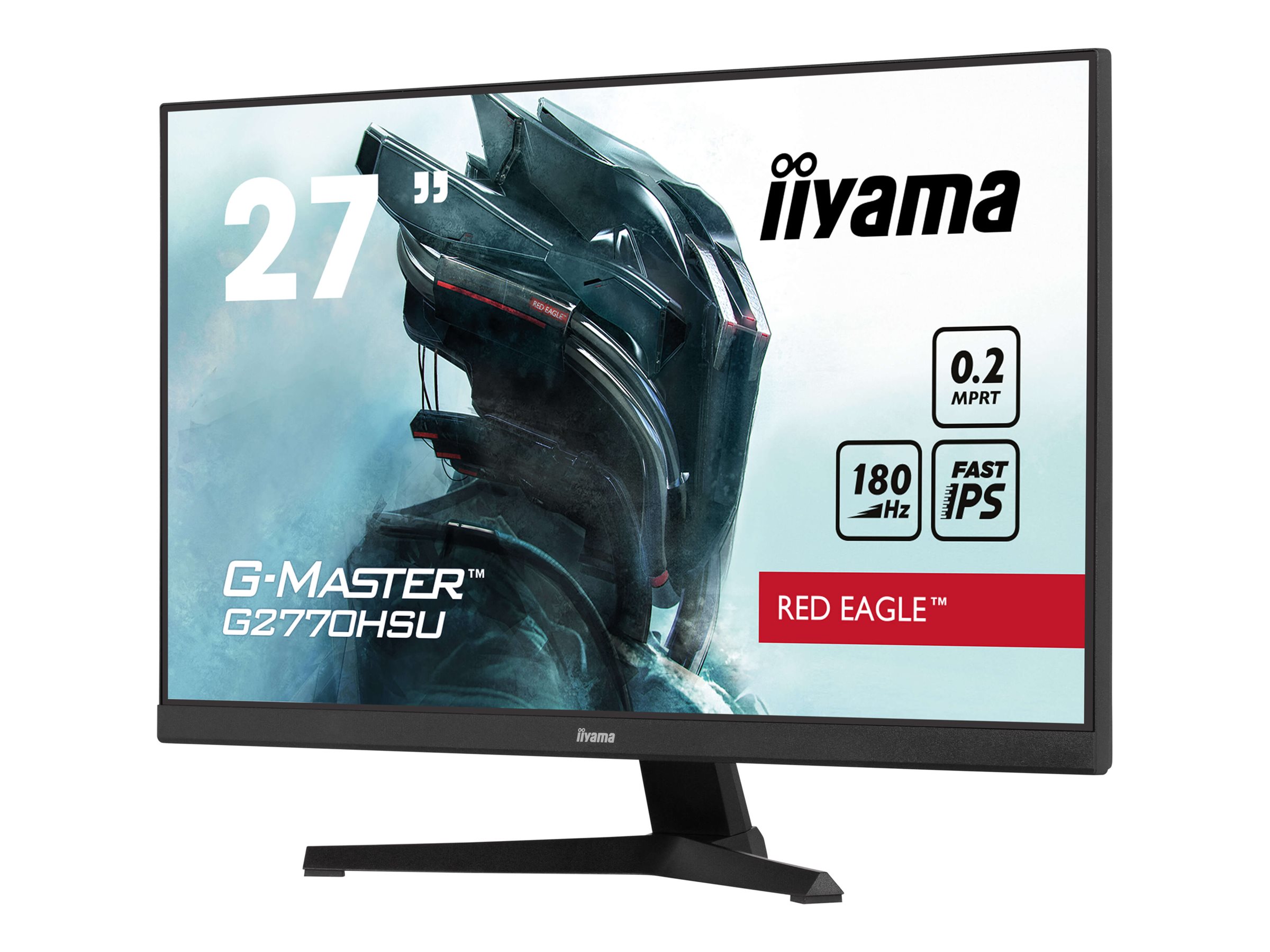 iiyama G-MASTER Red Eagle G2770HSU-B6 - Écran LED - jeux - 27" - 1920 x 1080 Full HD (1080p) @ 180 Hz - Fast IPS - 300 cd/m² - 1000:1 - 0.2 ms - HDMI, DisplayPort - haut-parleurs - noir, mat - G2770HSU-B6 - Écrans d'ordinateur