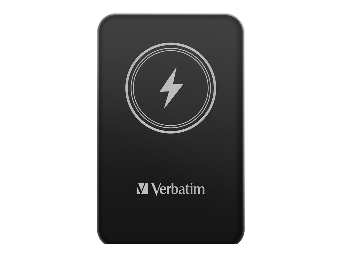 Verbatim Charge 'n' Go - Banque d'alimentation sans fil - support magnétique - Li-pol - 5000 mAh - 20 Watt - 2.4 A - Apple 2.4A, Apple Fast Charge, BC1.2, PD 3.0, Quick Charge 3.0 (24 pin USB-C) - noir - 32240 - Batteries et adaptateurs d'alimentation pour téléphone cellulaire