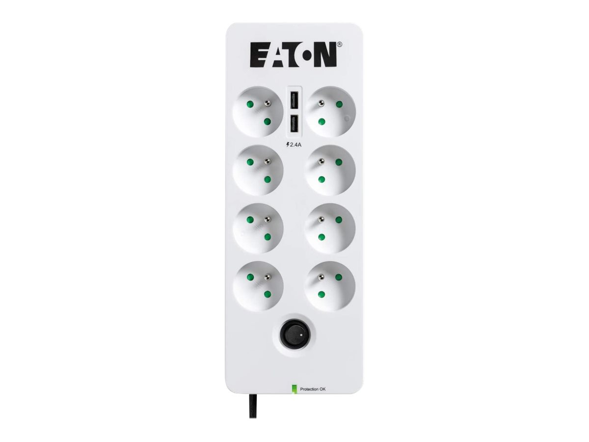 Eaton Protection Box - Protection contre les surtensions - CA 220-250 V - 2500 Watt - connecteurs de sortie : 8 - blanc - PB8TUF - Parasurtenseurs et PDU