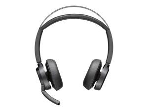 Poly Voyager Focus 2 - Micro-casque - sur-oreille - Bluetooth - sans fil, filaire - Suppresseur de bruit actif - USB-C via un adaptateur Bluetooth - noir - 77Y89AA - Écouteurs