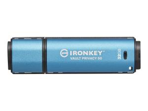 Kingston IronKey Vault Privacy 50 Series - Clé USB - chiffré - 32 Go - USB 3.2 Gen 1 - Conformité TAA - IKVP50/32GB - Lecteurs flash