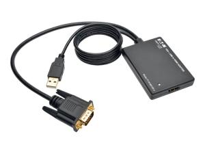 Tripp Lite Adaptateur convertisseur VGA vers HDMI avec audio et alimentation USB, 1080p - Convertisseur vidéo - VGA - HDMI - noir - P116-003-HD-U - Convertisseurs vidéo