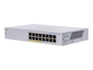 Cisco Business 110 Series 110-16PP - Commutateur - non géré - 8 x 10/100/1000 (PoE) + 8 x 10/100/1000 - de bureau, Montable sur rack, fixation murale - PoE (64 W) - CBS110-16PP-EU - Concentrateurs et commutateurs gigabit