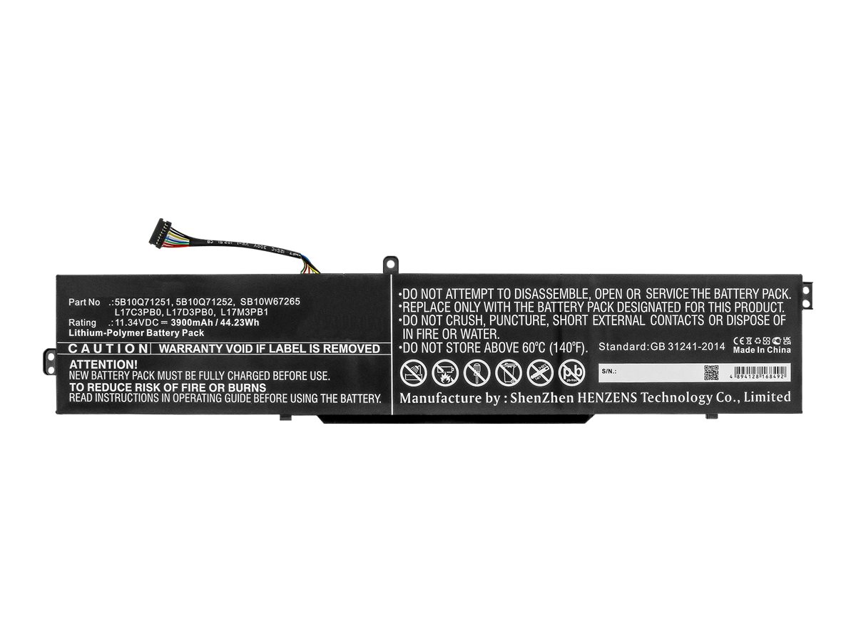 DLH - Batterie de portable (équivalent à : Lenovo L17C3PB0, Lenovo L17D3PB0, Lenovo L17M3PB1, Lenovo 5B10Q71251, Lenovo 5B10Q71252, Lenovo 5B10Q71254, Lenovo 5B10W67266, Lenovo 5B10W67404) - lithium-polymère - 3900 mAh - 45 Wh - pour Lenovo IdeaPad 330-15ICH 81FK; 330-17ICH 81FL - LEVO4788-T045Y2 - Batteries pour ordinateur portable