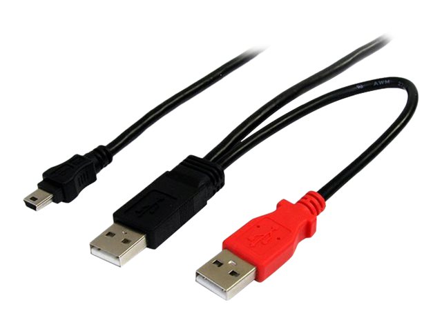 StarTech.com Câble USB 2.0 en Y A vers Mini B de 1,8 m  - Cordon USB pour disque dur externe - 2x USB A (M) vers 1x USB Mini B (M) - Câble USB - USB (M) pour mini USB type B (M) - USB 2.0 - 1.8 m - noir - pour P/N: SAT1810U2, SLMSOPTB, PEXUSB7LP - USB2HABMY6 - Câbles USB