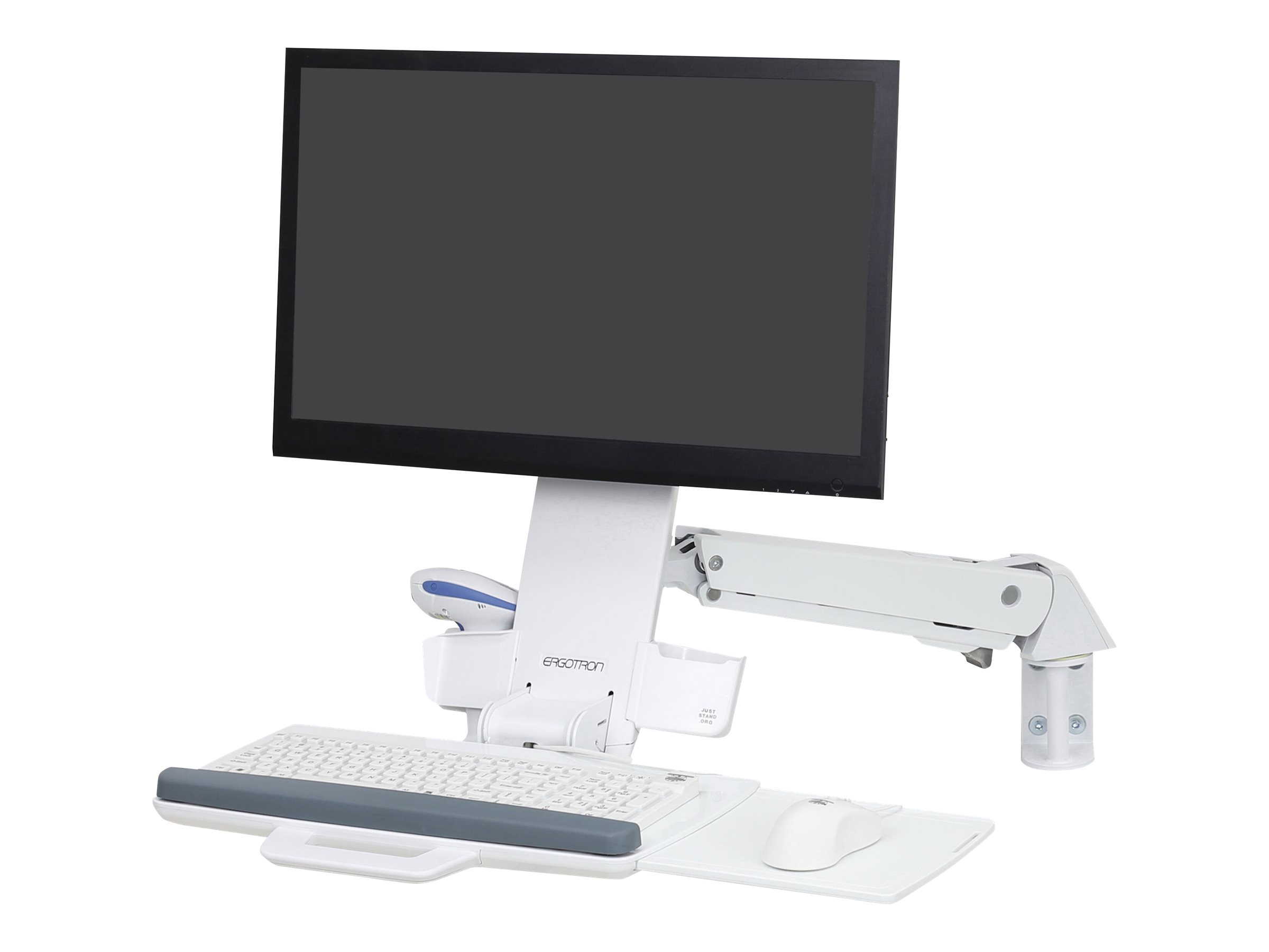 Ergotron Sit-Stand Combo - Kit de montage (bras articulé, tiroir à clavier) - pour écran LCD/équipement PC - aluminium, plastique haute qualité - blanc - Taille d'écran : jusqu'à 24 pouces - montable sur mur - 45-266-216 - Accessoires pour écran
