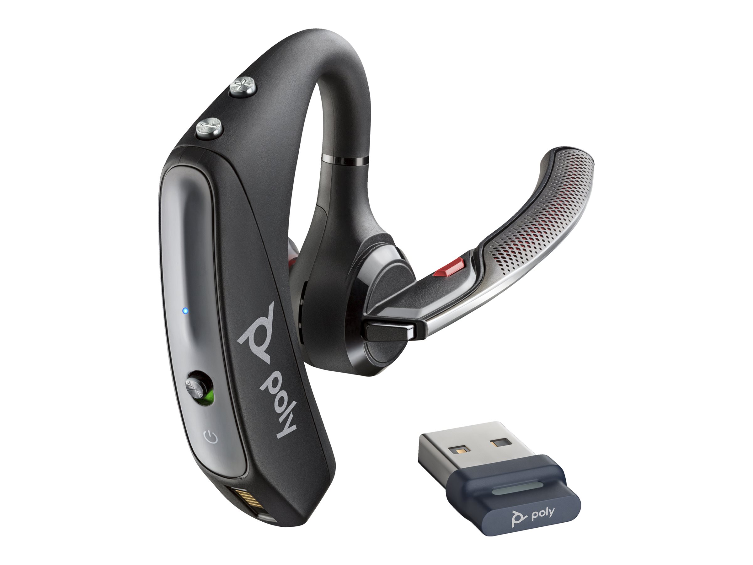 Poly Voyager 5200 - Voyager 5200 series - micro-casque - intra-auriculaire - montage sur l'oreille - Bluetooth - sans fil - Suppresseur de bruit actif - USB-A via adaptateur Bluetooth - noir - Certifié pour Microsoft Teams - 7K2F3AA - Écouteurs