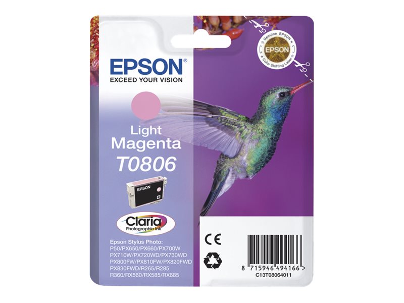 Epson T0806 - 7.4 ml - magenta clair - original - blister - cartouche d'encre - pour Stylus Photo P50, PX650, PX660, PX700, PX710, PX720, PX730, PX800, PX810, PX820, PX830 - C13T08064011 - Cartouches d'encre Epson