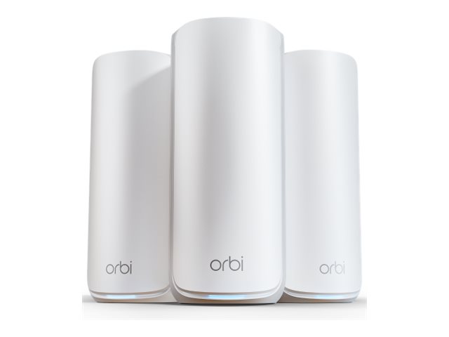 NETGEAR Orbi 870 Series RBE873 - Système Wi-Fi - (routeur, 2 rallonges) - jusqu'à 9000 pieds carrés - maillage 10GbE, 2.5GbE, Wi-Fi 7 - Multi-Bande - RBE873-100EUS - Passerelles et routeurs SOHO