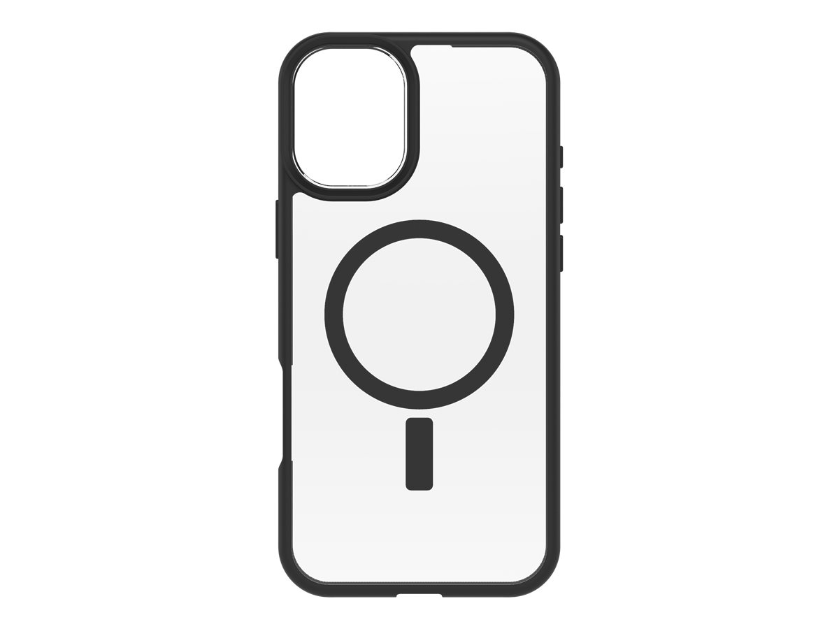 OtterBox React Series - Coque de protection pour téléphone portable - compatibilité avec MagSafe - cristal noir (incolore/noir) - pour Apple iPhone 16 Plus - 77-96235 - Coques et étuis pour téléphone portable