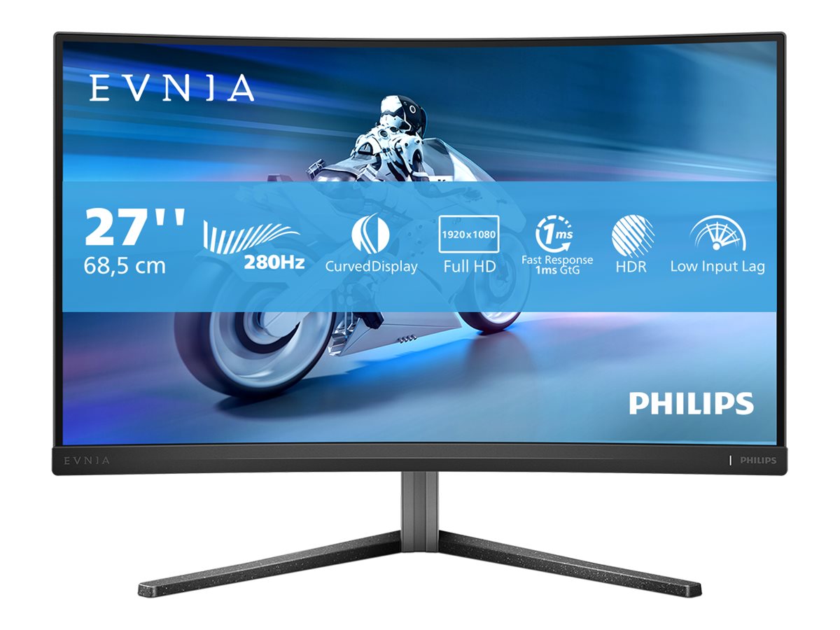 Philips Evnia 5000 27M2C5200W - Écran LED - jeux - incurvé - 27" - 1920 x 1080 Full HD (1080p) @ 280 Hz - Fast VA - 300 cd/m² - 4000:1 - HDR10 - 0.3 ms - 2xHDMI, DisplayPort - ardoise foncée - 27M2C5200W/00 - Écrans d'ordinateur