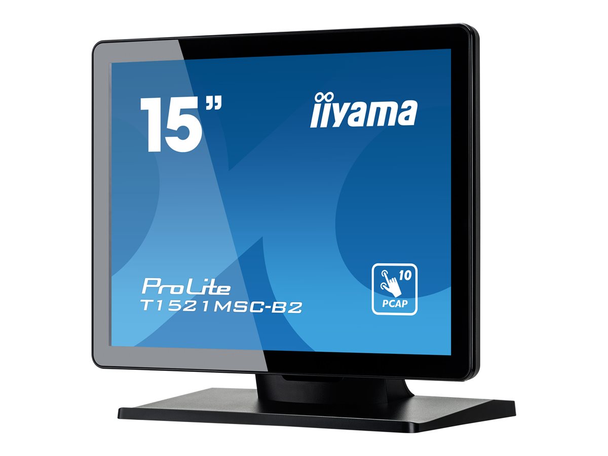 iiyama ProLite T1521MSC-B2 - Écran LED - 15" - écran tactile - 1024 x 768 - TN - 370 cd/m² - 800:1 - 8 ms - HDMI, VGA - haut-parleurs - noir mat - T1521MSC-B2 - Écrans d'ordinateur