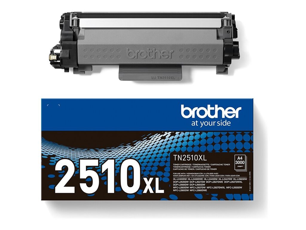 Brother TN-2510XL - Super High Capacity - noir - original - boîte - cartouche de toner - pour Brother DCP-L2620, L2627, L2660, HL-L2400, L2445, L2447, MFC-L2800, L2827, L2860 - TN2510XL - Cartouches de toner Brother