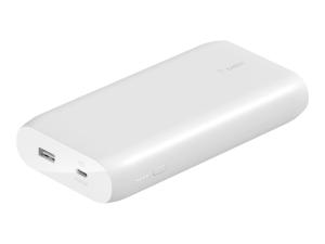 Belkin BOOST CHARGE - Banque d'alimentation - 20000 mAh - 30 Watt - Fast Charge, PD - 2 connecteurs de sortie (USB, 24 pin USB-C) - blanc - BPB002BTWT - Batteries spécifiques