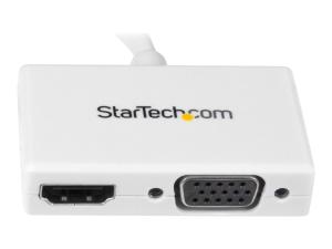 StarTech.com Adaptateur audio / vidéo de voyage - Convertisseur 2-en-1 Mini DisplayPort vers HDMI ou VGA - 1920x1200 / 1080p - Convertisseur vidéo - DisplayPort - HDMI, VGA - blanc - pour Apple MacBook Air - MDP2HDVGAW - Convertisseurs vidéo