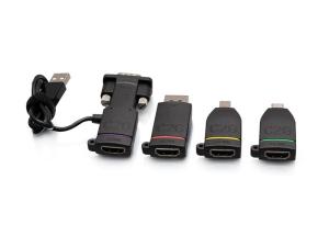C2G Retractable Universal Mount 4K HDMI Adapter Ring with Color Coded Mini DisplayPort, DisplayPort, USB-C, and VGA - Kit d'adaptateur vidéo - noir - support 4K - C2G29892 - Accessoires pour téléviseurs