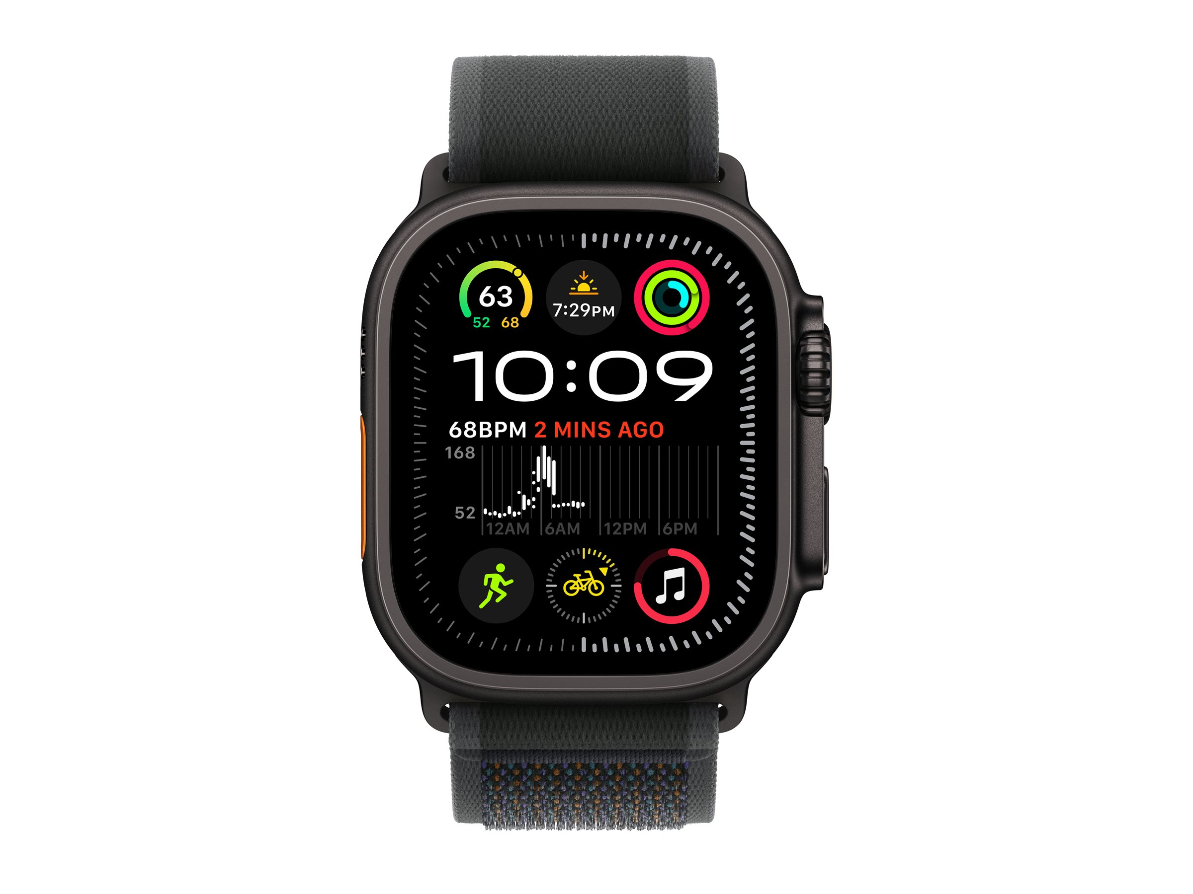 Apple Watch Ultra 2 - 49 mm - titane noir - montre intelligente avec Boucle Trail - tissage en nylon - noir - taille du bracelet : M/L - 64 Go - LTE, Wi-Fi 4, UWB, Bluetooth - 4G - 61.8 g - MX4V3NF/A - Montres intelligentes