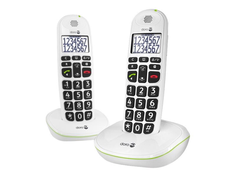 DORO PhoneEasy 110 Duo - Téléphone sans fil avec ID d'appelant/appel en instance - DECT\GAP - blanc + combiné supplémentaire - 5955 - Téléphones sans fil