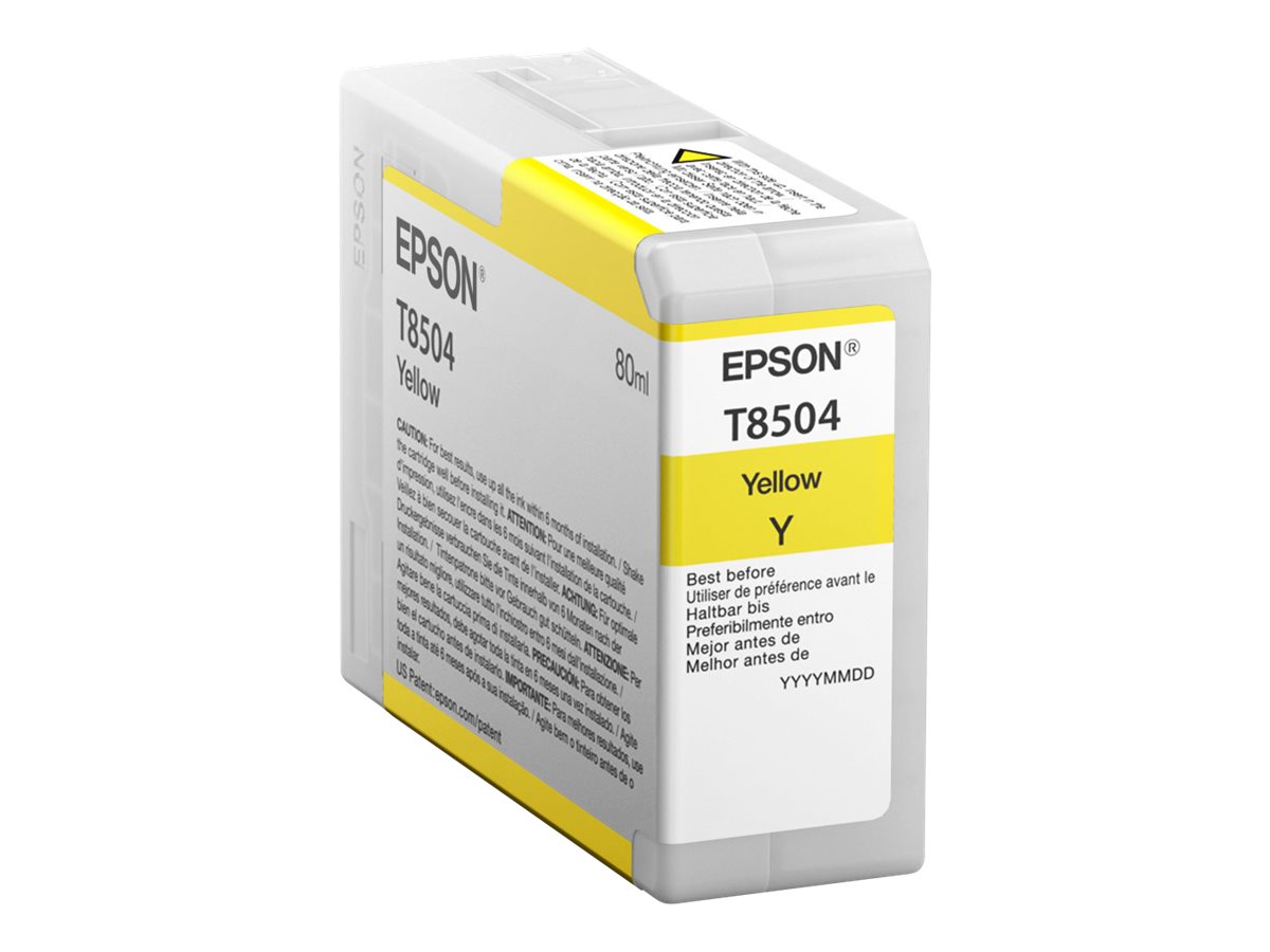 Epson T8504 - 80 ml - jaune - original - cartouche d'encre - pour SureColor P800, P800 Designer Edition, SC-P800 - C13T850400 - Cartouches d'imprimante